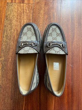 Gucci Brown GG Canvas Leather Horsebit Loafers